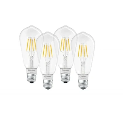 Immagine di LEDVANCE Lampada LED Smart con tecnologia Bluetooth, attacco E27, dimmerabile, bianco caldo, 2700 K, controllabile Alexa, Google e Apple, SMART+ BT, confezione da 4