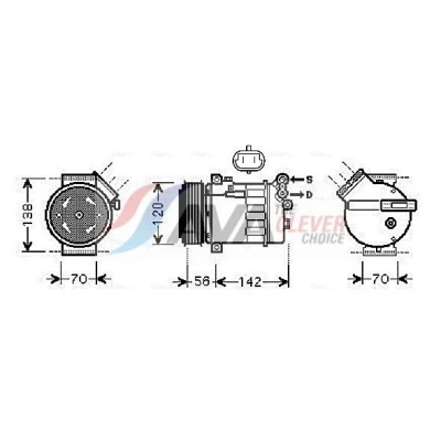 Immagine di AVA COOLING SYSTEMS OLAK313 compressore Aria Condizionata PXV16 12V PAG 46 R134a con olio PAG, innesto elettromagnetico, senza diodo