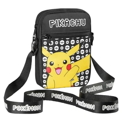 Immagine di Pokémon Borse a Tracolla per Bambini, Borsetta con Tasche, Borsello Versatile Scuola Viaggio Unisex Bambini Pikachu Gadget (Giallo Pikachu)