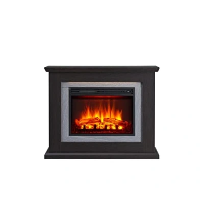 Immagine di BALDERIA Charon Camino Elettrico da terra,Caminetto con Riscaldamento 1000/2000 W, Effetto Fiamma realistico in 3D, Illuminazione LED, Controllo remoto, Timer, Termostato marrone scuro