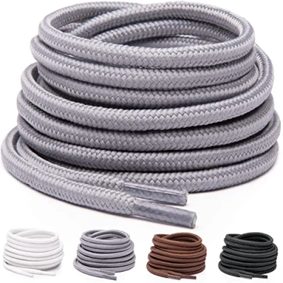 Immagine di Miscly Lacci Scarpe Rotondi [3 Paia] Stringhe Resistenti Per Da Ginnastica, Scarponcini E Stivali Diametro 4 mm (91cm, Grigio)