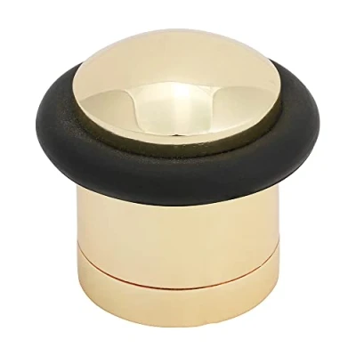 Immagine di TIMCO Fermaporta cilindro, in ottone lucido, montaggio a pavimento, fissaggio scomparsa per una migliore astetica, 41 mm