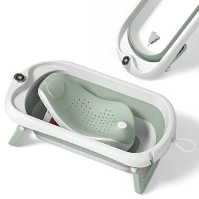 Immagine di Bagnetto per bambini pieghevole con supporto bagnetto/Vaschetta bagno neonato XL termometro il controllo della temperatura dell&#039;acqua/Dalla nascita ai 3 anni