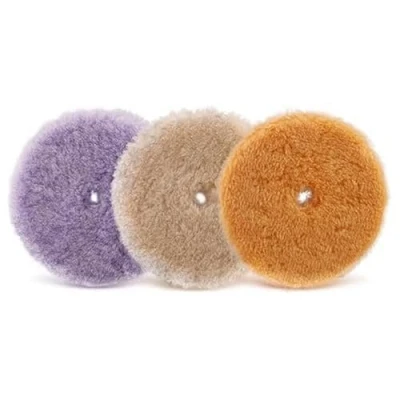 Immagine di Cuffia in pelle d&#039;agnello, SPTA 3 Pezzi 150mm Lucidatura Pad Lana Pastiglie Ceretta Kit di Agnello con Gancio e Tamponi per Auto WPMIX6
