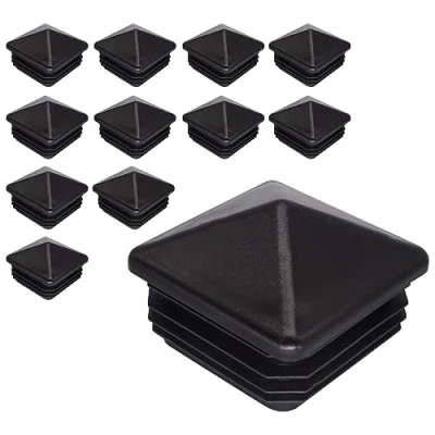 Immagine di SKIR&#039;CO 12 tappi quadrati in plastica, 60 x mm, terminali per tubi, pali di recinzione, inserti tubi quadrati, nero RAL 9005