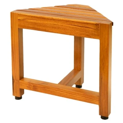 Immagine di VaeFae sgabello da doccia angolare in teak，poggiapiedi legno, panca per rasatura, interna, bagno