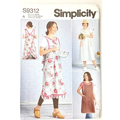 Immagine di Simplicity SS9312A UNDEFINED Apron A (XS S M L XL) Grembiule Senza fine, Taglia, Bianco