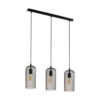 Immagine di EGLO Roccamena Lampadario vintage a 3 luci, lampada sospensione retrò in metallo nero e rame, attacco: E27
