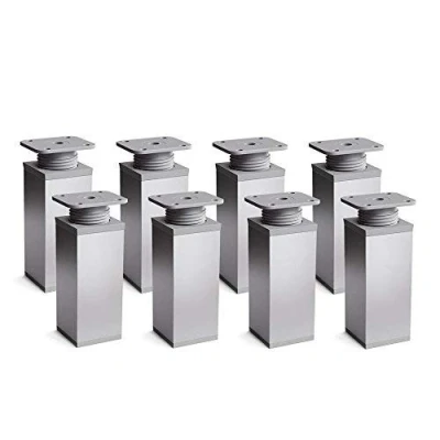 Immagine di sossai® Gambe per mobili MFV1 set di 8 regolabili in altezza Altezza: 120 mm (+20mm) Design: Alu Forma angolare: 40 x Viti inclusi