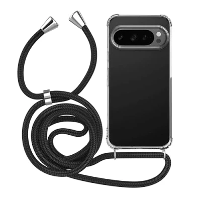 Immagine di MyGadget Cover con Cordino per Google Pixel 9 Pro Custodia Corda Case Trasparente Antiurto Laccio Tracolla Practical Stylish Nero