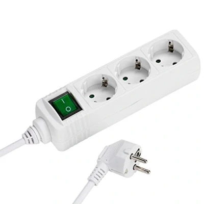 Immagine di Vivanco EBLS3 W Ciabatta elettrica a 3 prese con interruttore e sicurezza per bambini, cavo da 1,4 m, sezione 1,5 mq, colore: Bianco