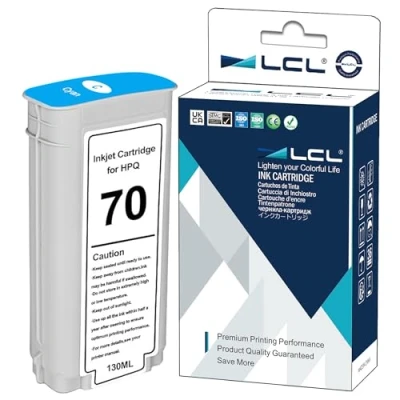 Immagine di LCL 70 C9452A 135ML High Yield Cartucce d&#039;inchiostro Compatibile con HP Designjet Z2100 Z3100 Z3100PS Z3200 Z3200PS Z5200 Z5400 (1 Ciano)