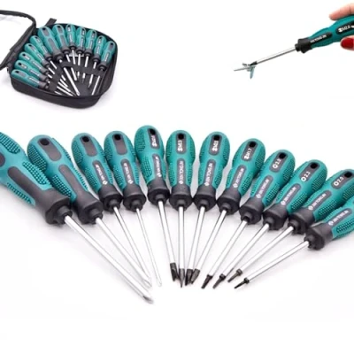 Immagine di Set di cacciaviti magnetici da 12 pezzi, per utensili manuali con U, Y e triangolo lavori precisione, fai te riparazioni elettrodomestici attrezzature industriali