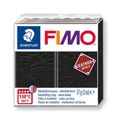 Immagine di Staedtler 8010 909 Fimo Leather Effect Pasta Modellabile Per Modellare Oggetti Creativi In Finta Pelle, Effetto Pelle E Al Tatto, Colore: Nero