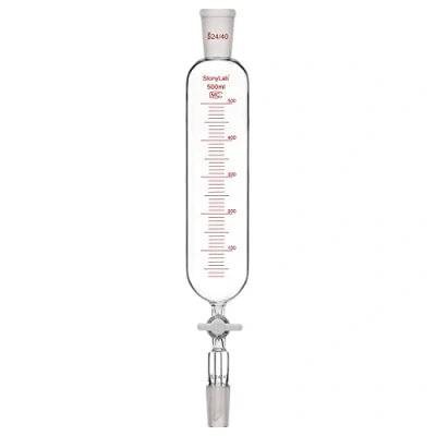 Immagine di stonylab Imbuto di addizione, 24/40 Joint Borosilicato Vetro Laureato Caduta con PTFE Stopcock per Laboratorio Aggiuntivo, 500 ml