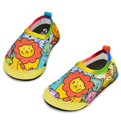Immagine di Yorgou scarpe da acqua per ragazzi e ragazze, spiaggia bambini piccoli, calzini acquatici a piedi nudi antiscivolo piscina spiaggia, Zoo, 19/20 EU