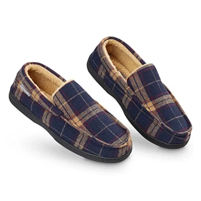 Immagine di DUNLOP Pantofole Uomo Ciabatte Invernali da Casa Calde Comode Antiscivolo Memory Foam (Bordeaux/Navy, 42 EU)