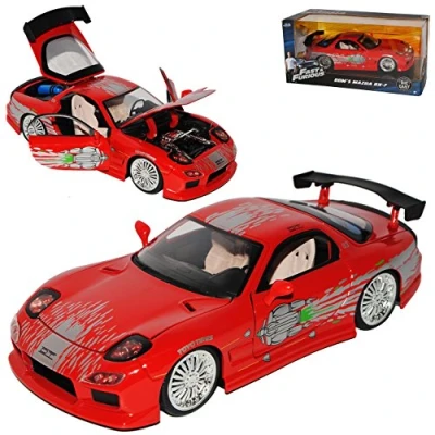 Immagine di Mazda RX7 Dom&#039;s Dominik Toretto Rosso 1991 2002 Fast &amp; Furious 8 The and 1/24 Jada Modello Auto
