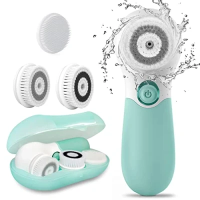 Immagine di TOUCHBeauty Spazzola elettrica per la pulizia del viso, esfoliante e massaggiante, con 3 testine di 2 velocità regolabili una profonda, rimozione punti neri, massaggio
