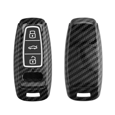 Immagine di kwmobile Custodia Copri Chiave Compatibile con Audi A6 A7 A8 Q7 Q8 3 tasti Keyless Cover Coprichiave Telecomando Auto in Plastica e Silicone Effetto Carbonio