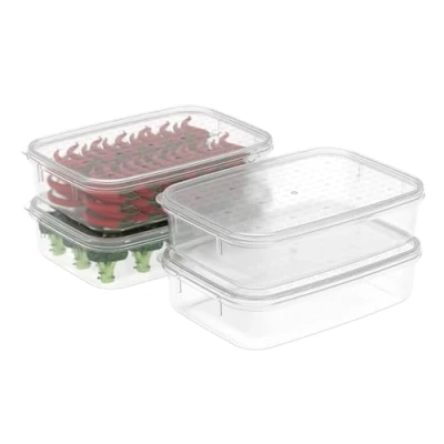 Immagine di Cetomo 4 contenitori per alimenti da 1,1 l, adatti microonde, congelatore e lavastoviglie, il pranzo, frigorifero con coperchio