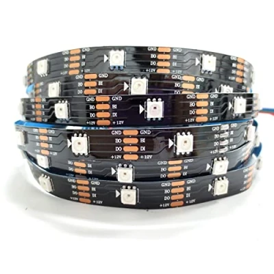 Immagine di Tesfish 12V WS2815 Striscia LED, 5m RGB Doppio Segnale LED Pixel Strip 150 LEDs Flessibile IP30 Nastri Programmabile Indirizzabile Individualmente a Colori per DIY, Decorazione Pubblicitaria