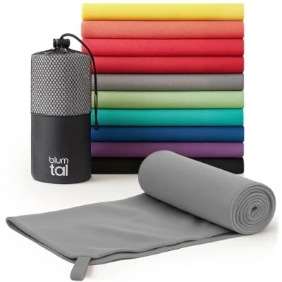 Immagine di Blumtal asciugamano microfibra 120x60 cm palestra asciugatura rapida asciugamani donna da uomo viaggio grigio