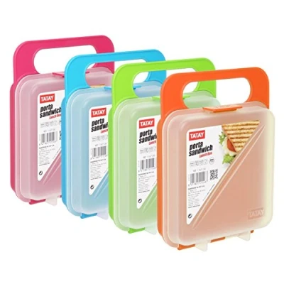Immagine di Tatay Scatola per il pranzo, Senza BPA, riutilizzabile, lavabile in lavastoviglie e adatto al microonde, congelamento fino a 40 grC, 1 unità, colori assortiti, misure 14 x 4 18 cm