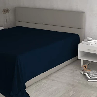 Immagine di Lenzuolo sopra “Max Color 100% Cotone, Blu Scuro, Matrimoniale Maxi