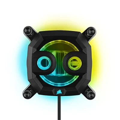 Immagine di Corsair Hydro X Series XC7 RGB PRO Waterblock per CPU Intel LGA 1700, 1200, 115X e Socket AMD AM4 (Piastra di Raffreddamento in Rame Placcato, Più 110 Micro Alette Raffreddamento) Nero