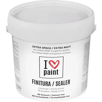 Immagine di FINITURA TRASPARENTE EXTRA OPACA per Chalk Paint UNIVERSALE tutte le superfici porose Senza solventi e formaldeide PROFESSIONALE Inodore a base di acqua Lavabile Antigraffio (4 Litri)