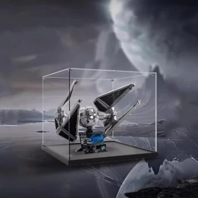 Immagine di Espositore in acrilico compatibile con Lego 75382 TIE Interceptor, modello di aeromobile, protezione, antipolvere, trasparente, (solo vetrina) (trasparente)