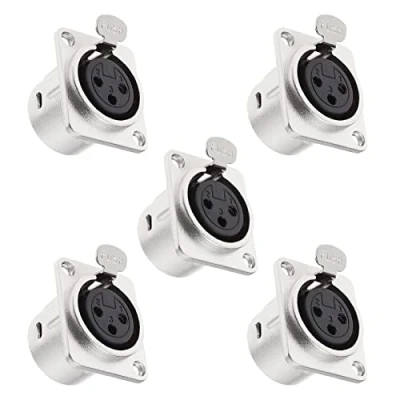 Immagine di Create idea 5Pcs XLR 3 Pin Femmina Presa Adattatore Audio Connettore Metallo Femminile per Microfono Strumenti Musicali