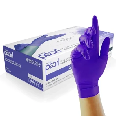 Immagine di UNIGLOVES Cobalt Pearl Guanti Monouso in Nitrile Resistenti, Senza Polvere e Lattice Adatti per uso Sanitario, Alimentare Professionale Confezione da 100, Cobalto, Taglia XS (GP1011)