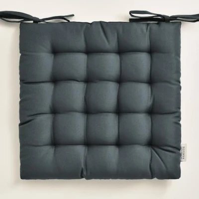 Immagine di ROOM99 Aura Cuscino per sedia, 40 x cm, con nastri, esterni, interni ed colore grigio scuro