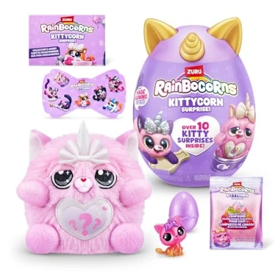 Immagine di Rainbocorns Kittycorn Surprise Series 7, Chinchilla Cat Collectible Plush 10 Surprises to Unbox, Peel and Reveal Heart, stickers, Ages 3+ (Chinchilla Cat)