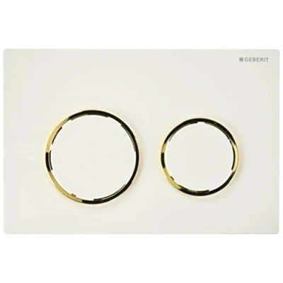 Immagine di Geberit, Piastra di azionamento per cassette risciacquo ad incasso Omega 20 115.085.KK.1, 2 flussi risciacquo, Bianco/Oro, 115085KK1