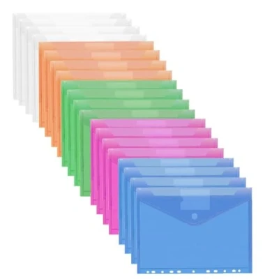 Immagine di Buste Bottone A4,20Pcs Fogli Trasparenti A4 per Raccoglitore,Cartellina Portadocumenti Plastica,Buste Plastica,Cartelline Trasparenti,Buste (B)
