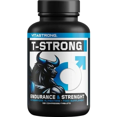Immagine di Vitastrong Vitality Complex 120 capsule T Strong con arginina, taurina, maca, fieno greco, ginseng, ginkgo, zinco, vitamina B6 Energia, benessere maschile e supporto alle prestazioni
