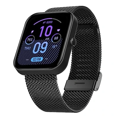 Immagine di Hiseus Cinturino Ricambio Compatibile con Amazfit Bip/Bip Lite/Bip S/Bip S U/Bip U PRO, Metallo Acciaio Inossidabile per Bip 3/Bip 3 PRO (Nero)