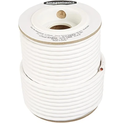 Immagine di Amazon Basics Cavo per altoparlanti, diametro 2,032 mm, in rame senza ossigeno puro al 99,9%, 30,5 m, Bianco