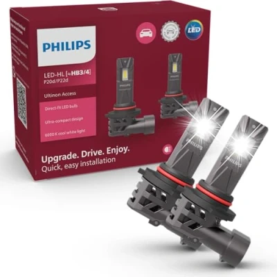 Immagine di Philips Ultinon Access LED lampadina fari auto (HB3/HB4), ultra compact direct fit, +80%, 6.000K, set di 2