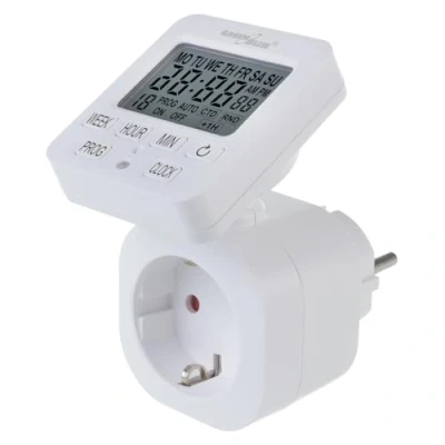 Immagine di Green Blue Interruttore orario digitale Timer, Carico massimo 16A, IP20,18 Programmi regolabili individualmente 16 A/3680 W Display LCD, Funzione RANDOM, IP20 (GB605 F)