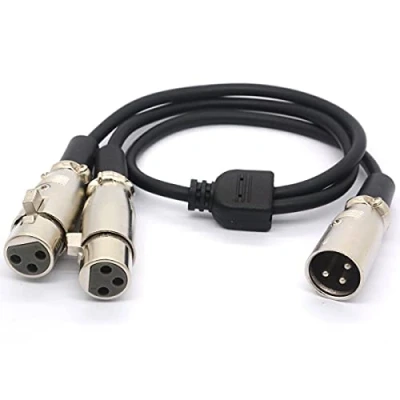 Immagine di HTGuoji Adattatore XL per cavo XLR Femmina a Dual maschio Y microfono audio 50CM (1 2 femmine)