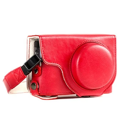Immagine di Megagear Mg1262 Panasonic Lumix Dc Tz95, Tz90 Ever Ready Custodia In Finta Pelle Per Fotocamera Con Tracolla Rosso