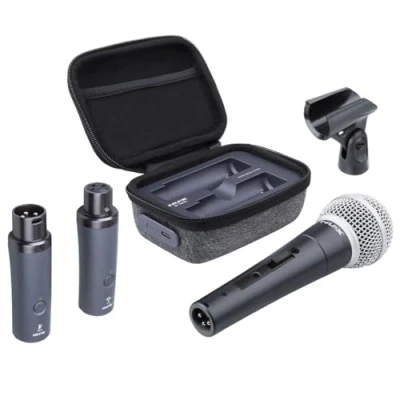 Immagine di NUX B 3RC Microfono Sistema Wireless con Custodia di Ricarica, Pacchetto Microfono, 2.4GHz 24 bit/44.1kHz Qualità Audio,
