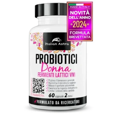 Immagine di DAI RICERCATORI AI CONSUMATORI, Probiotici Donna Flora Intima, Gonfiore Addominale, Colon Irritabile, Candida, Cistite e Vaginosi, Fermenti Lattici Intimo, Enzimi Digestivi 60 Capsule 2 Mesi