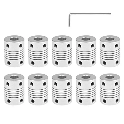 Immagine di YIXISI 10 Pezzi Accoppiamenti Flessibili da 5mm a 8mm, NEMA 17 Connettore di Giunzione in Lega Alluminio Giunto Flessibile per Stampante RepRap 3D o Macchina CNC Eewolf, 1 Chiavi Brugola incluse