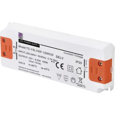 Immagine di TRU COMPONENTS TC YSL100F 1208330 Trasformatore per LED Tensione costante 100 W 8.33 A 12 V/DC adatto mobili, Sovratensione, Montaggio su superfici