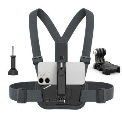 Immagine di Sametop Pettorina Telefono Imbracatura da Petto Cellulare Chesty Accessori Compatibile con iPhone Samsung GoPro 13/12/11/10/9/8 DJI Osmo Telecamere D&#039;azione POV/VLOG